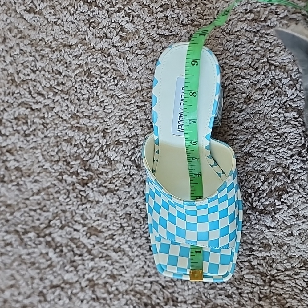 Steve Madden Trixie baby blue/white checkered slip on platform shoes-6 - Picture 9 of 9